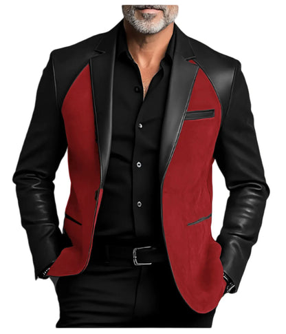 Men's  Designer Splicing Classic PU Suit Coat