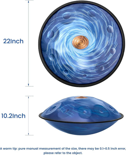 Handpan in D Minor,432hz 22inches with 10 notes, comes with a backpack, courses, finger sleeves, stand, cleaning cloth