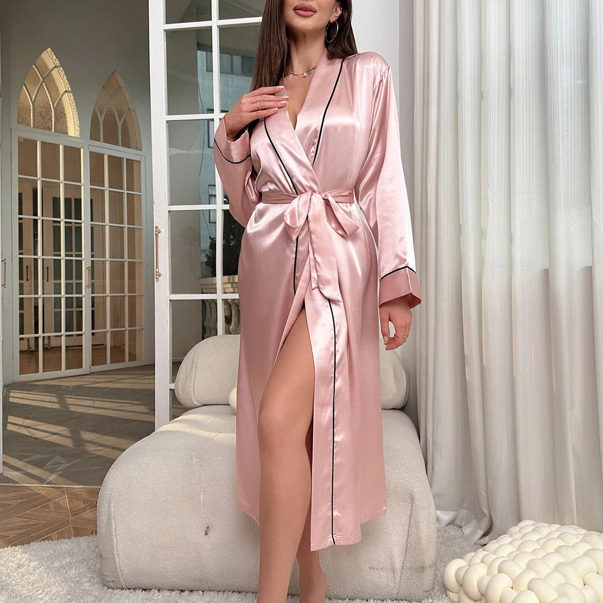 Women's Silk Satin Kimono Nightgown