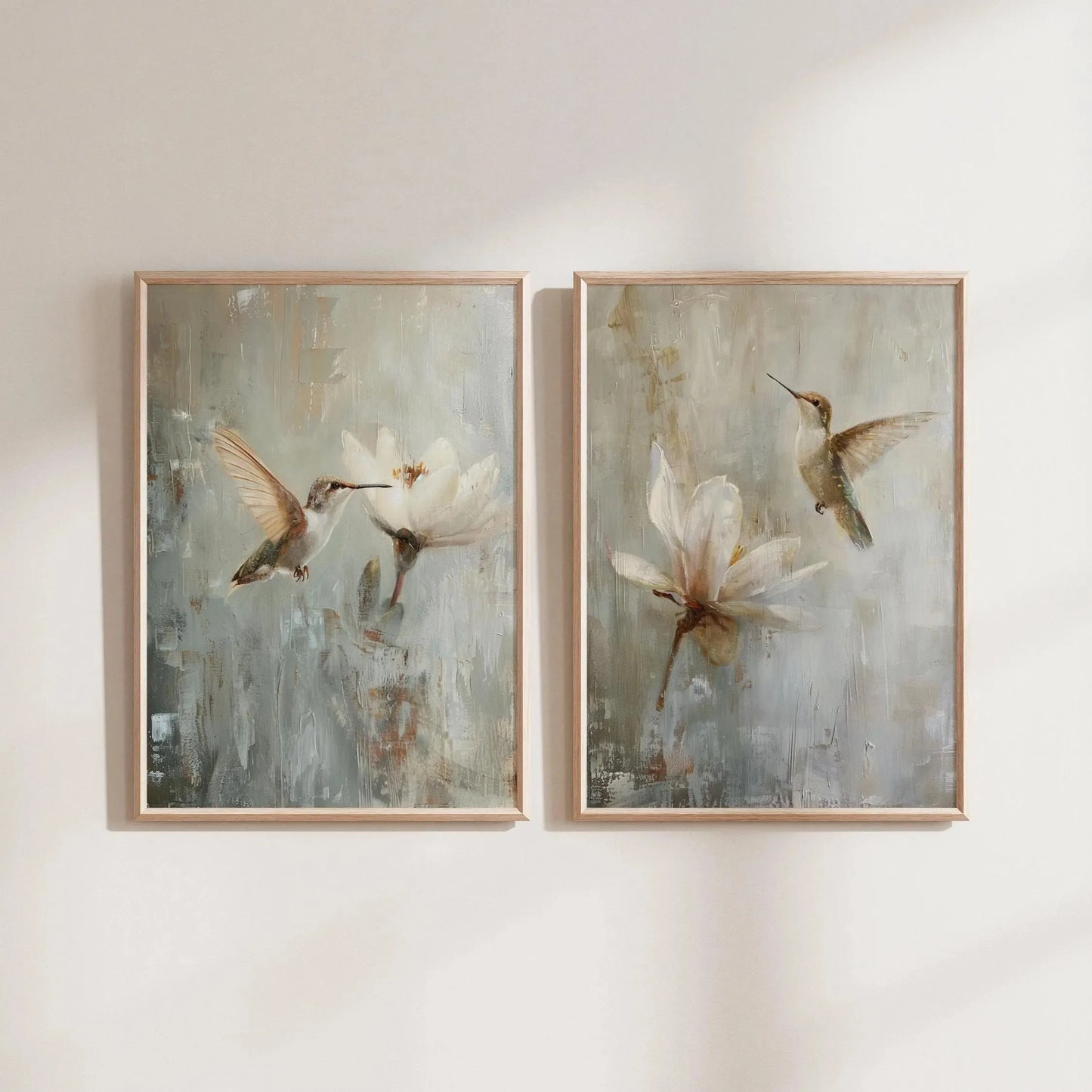 Retro Hummingbird Canvas Prints - 2pcs/set
