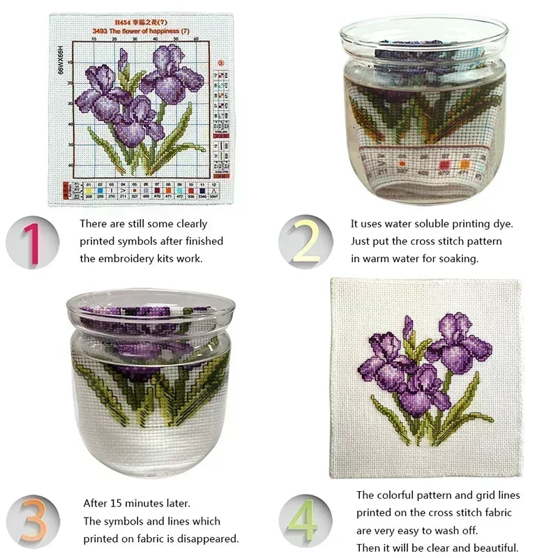 Joy Sunday Pre-printed Cross Stitch Kit  Easy Pattern Aida  Stamped Fabric Embroidery Set-Rainy Night Couple