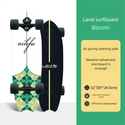 S6 Spring Surfskate Land Surfboard, No-Push Training Skateboard for Adults & Beginners