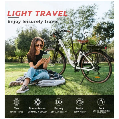 SAMEBIKE RS-A07 28" 500W Brushless Motor Electric City Bike | 36V13AH Lithium Battery