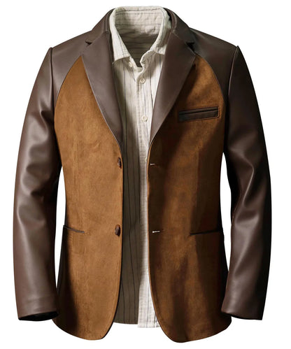 Men's  Designer Splicing Classic PU Suit Coat