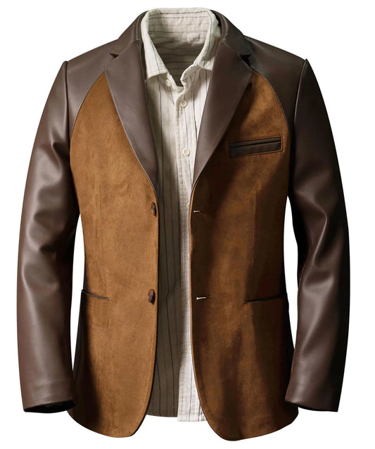 Men's  Designer Splicing Classic PU Suit Coat