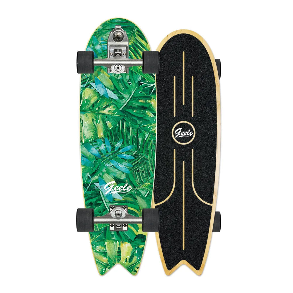 V7 33-Inch Surfskate Longboard, No-Push Fish Tail Pumping Board for Adults