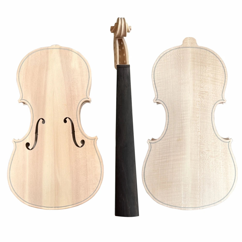 DIY 4/4Unfinished White Violin - Natural Dried Maple Back, Spruce Top, Solid Wood