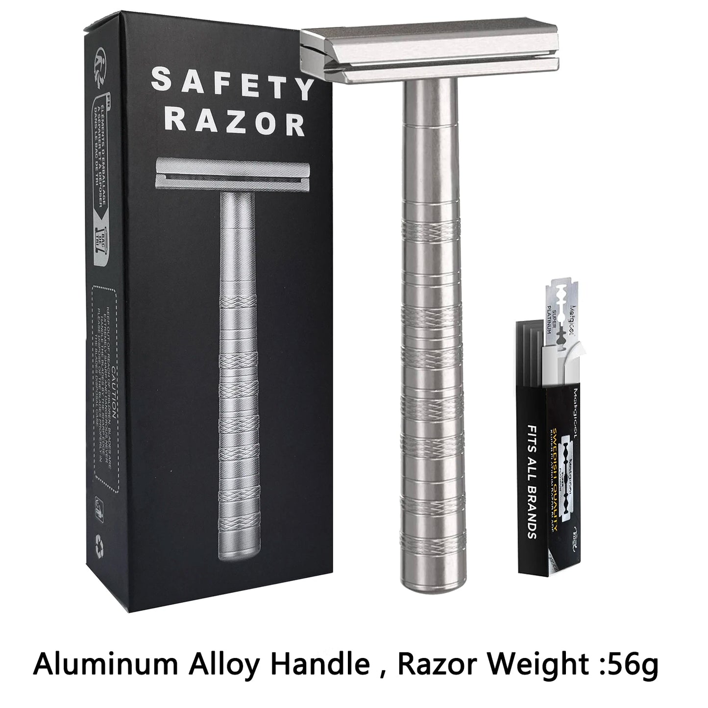 30° Angled Precision Double Edge Safety Razor with 5 Spare Blades