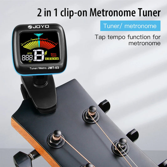 JOYO JMT-03 Guitar Tuner Supports MIC and CLIP Modes Electric Guitar Bass Tuner with TAP Tempo Metronome & Tuning Functions