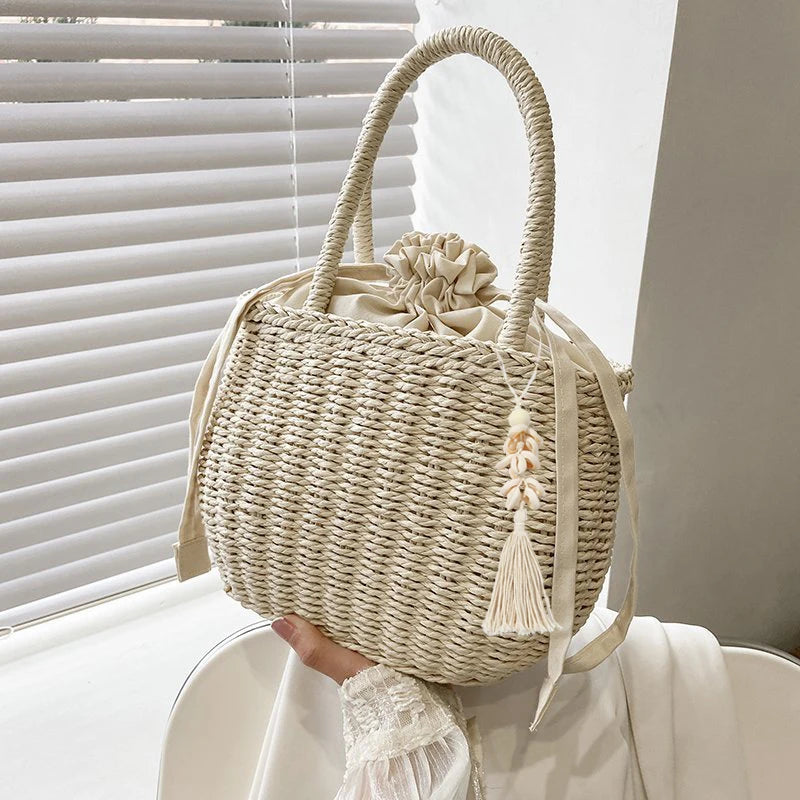 Women's Rattan Basket Beach Bag