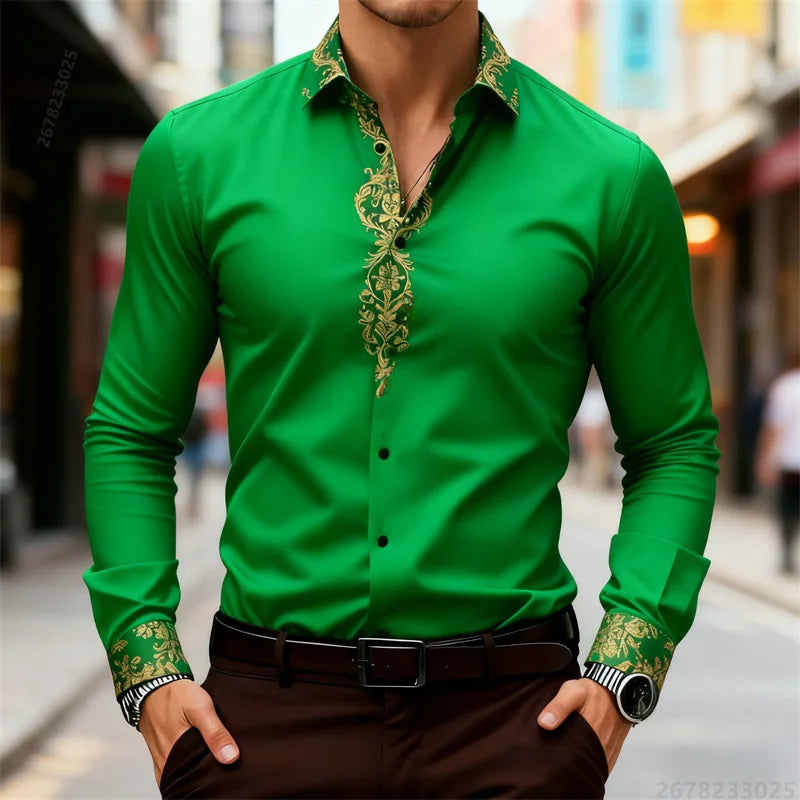 2025 New Men's Shirt, Street Style, 3D Printed High-Definition Pattern Print, Stylish Lapel Design, Versatile Trendy Men's Top