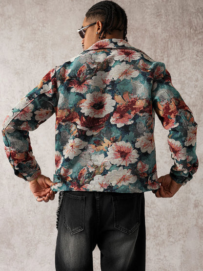 Men's Autumn Ins Floral Handsome Coat