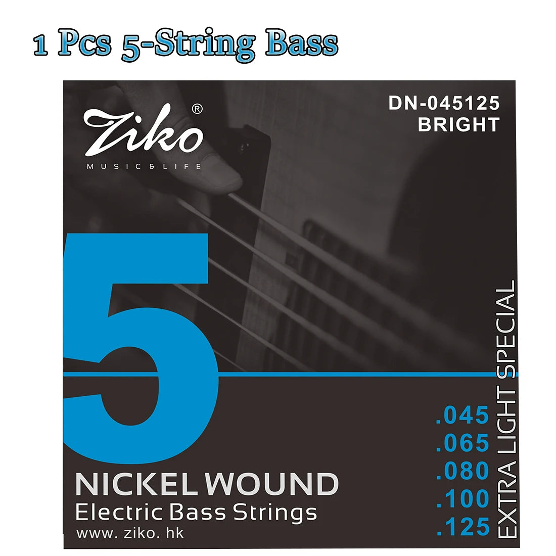 ZIKO  4/5/6  Carbon Steel Hexagonal Alloy Electric Bass Strings - 5/10 Set