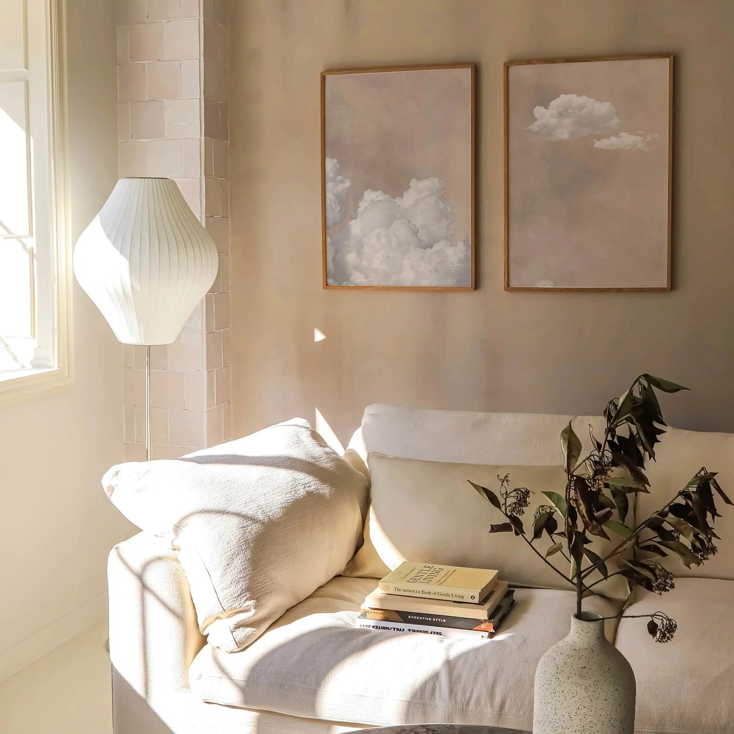 Beige Cloud Wall Art Poster Abstract Minimalist Sky Art Canvas Prints for Modern Living Room Bedroom Home Aesthetic Decor Gifts