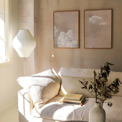 Beige Cloud Wall Art Poster Abstract Minimalist Sky Art Canvas Prints for Modern Living Room Bedroom Home Aesthetic Decor Gifts