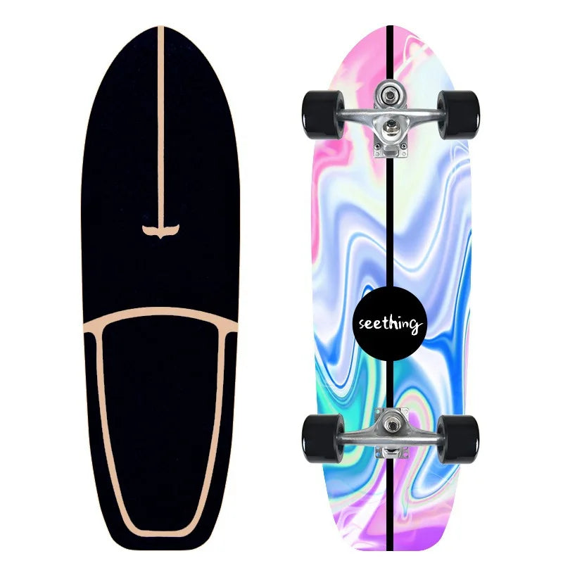 CX7 Maple Surfskate Cruiser, Single Kick Carving Longboard for Pumping & Street Riding