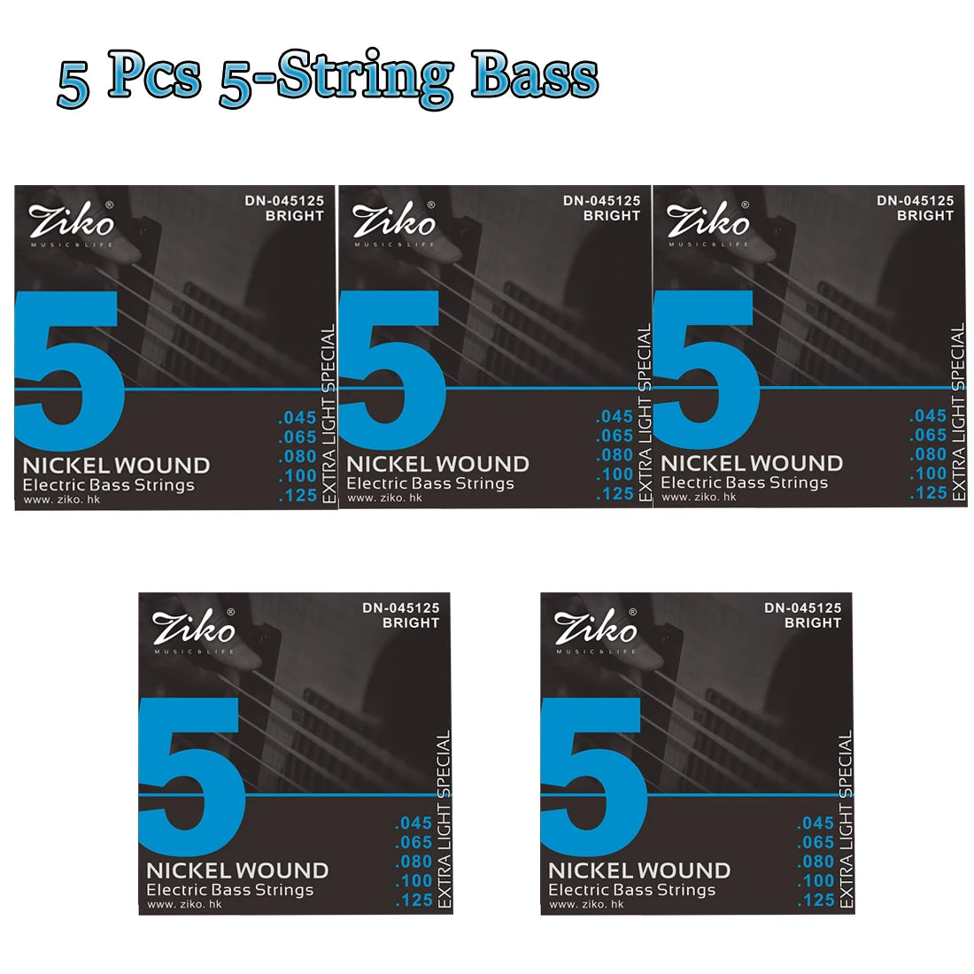 ZIKO  4/5/6  Carbon Steel Hexagonal Alloy Electric Bass Strings - 5/10 Set