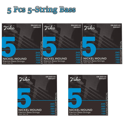 ZIKO  4/5/6  Carbon Steel Hexagonal Alloy Electric Bass Strings - 5/10 Set