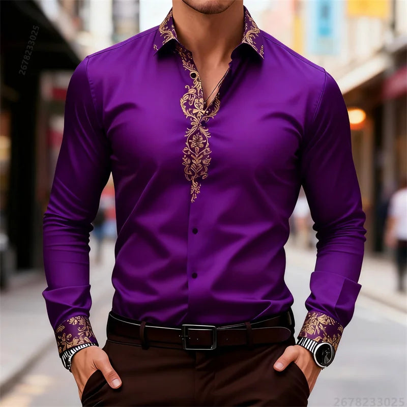 2025 New Men's Shirt, Street Style, 3D Printed High-Definition Pattern Print, Stylish Lapel Design, Versatile Trendy Men's Top