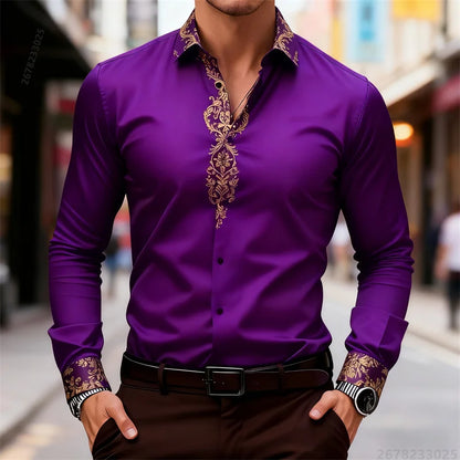 2025 New Men's Shirt, Street Style, 3D Printed High-Definition Pattern Print, Stylish Lapel Design, Versatile Trendy Men's Top