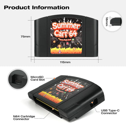 Retro SummerCart64 700+ in 1 Game Cartridge for Nintendo 64| N64 Video Game Console 8GB card