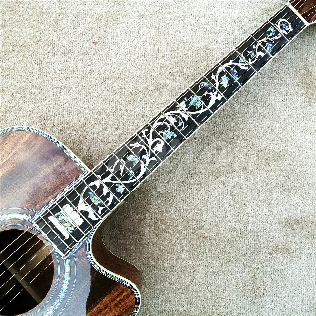 41" Abalone Tree Of Life Ebony Fingerboard Acoustic Guitar