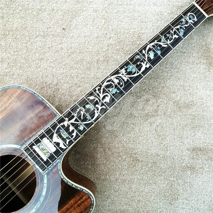 41" Abalone Tree Of Life Ebony Fingerboard Acoustic Guitar