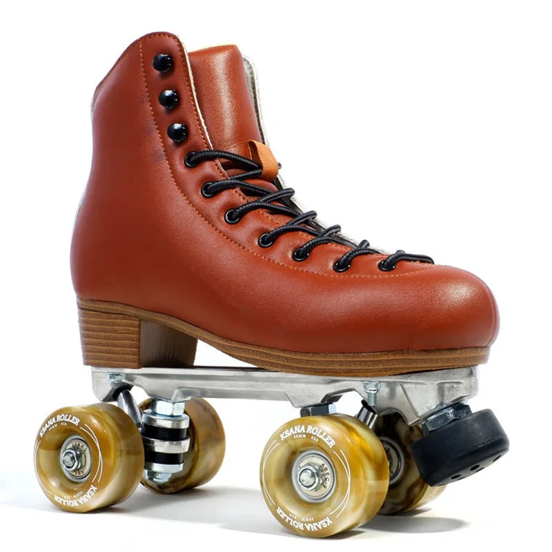 Luxury Leather Quad Roller Skates with  Aluminium Alloy Frame  - Indoor Dance  Skate