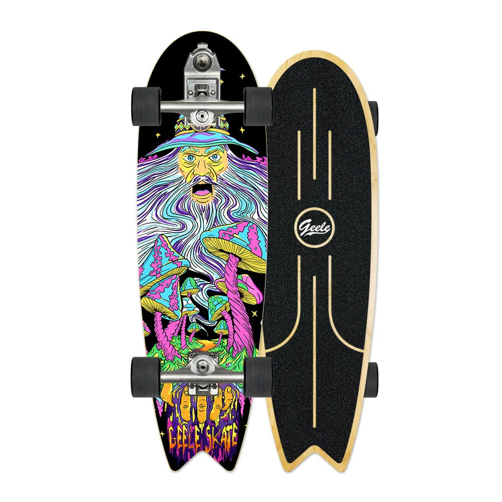 V7 33-Inch Surfskate Longboard, No-Push Fish Tail Pumping Board for Adults