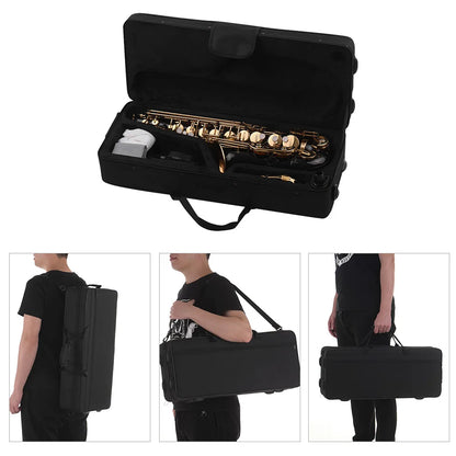 Brass Eb Alto Saxophone Sax Lacquered Gold 82Z Key Type Woodwind Instrument with Padded Carry Case Gloves Cleaning Cloth Brush S