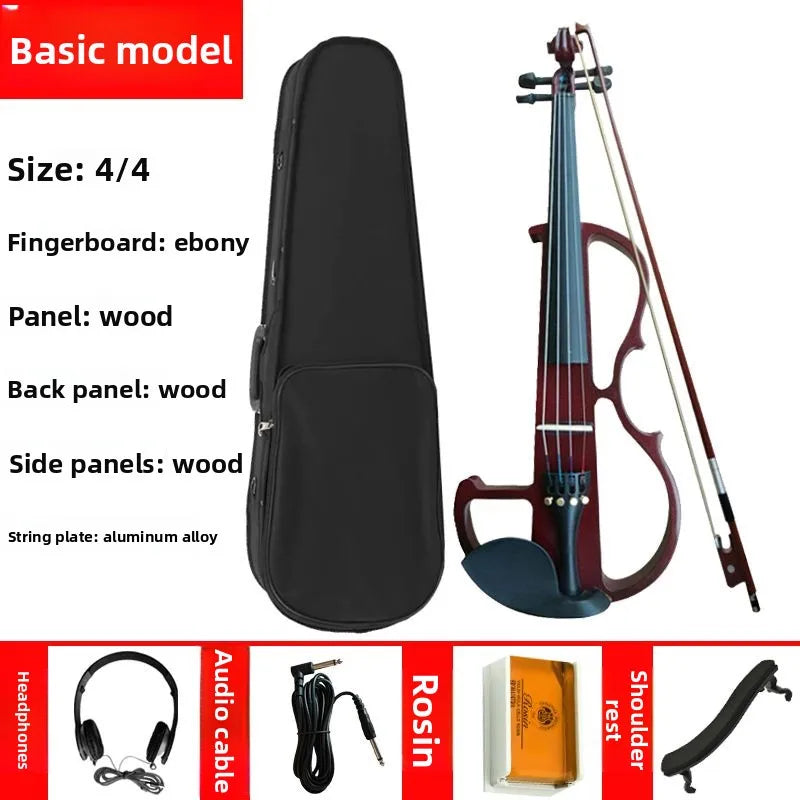 4/4 Wooden Electronic Violin Beginners Practice Electric Violin Children Professional Performance Electric Instrument