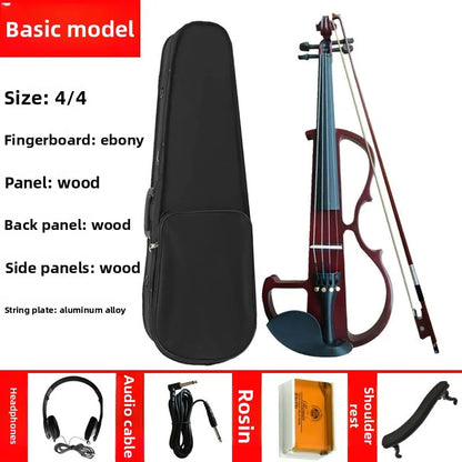 4/4 Wooden Electronic Violin Beginners Practice Electric Violin Children Professional Performance Electric Instrument