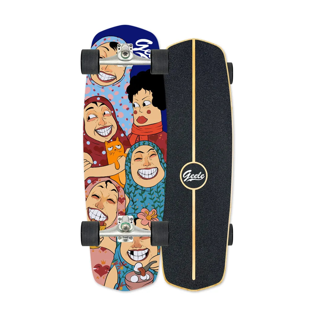 CX4 Land Surfboard Surfskate, Pedal-Free Surf Training Skateboard for Beginners