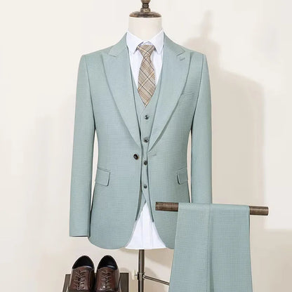High Quality Men's Suit Spring Autumn Slim Fit Formal Wedding Business Office Men's Blazers（jacket+Vest+Pants）Groom's Tuxedos