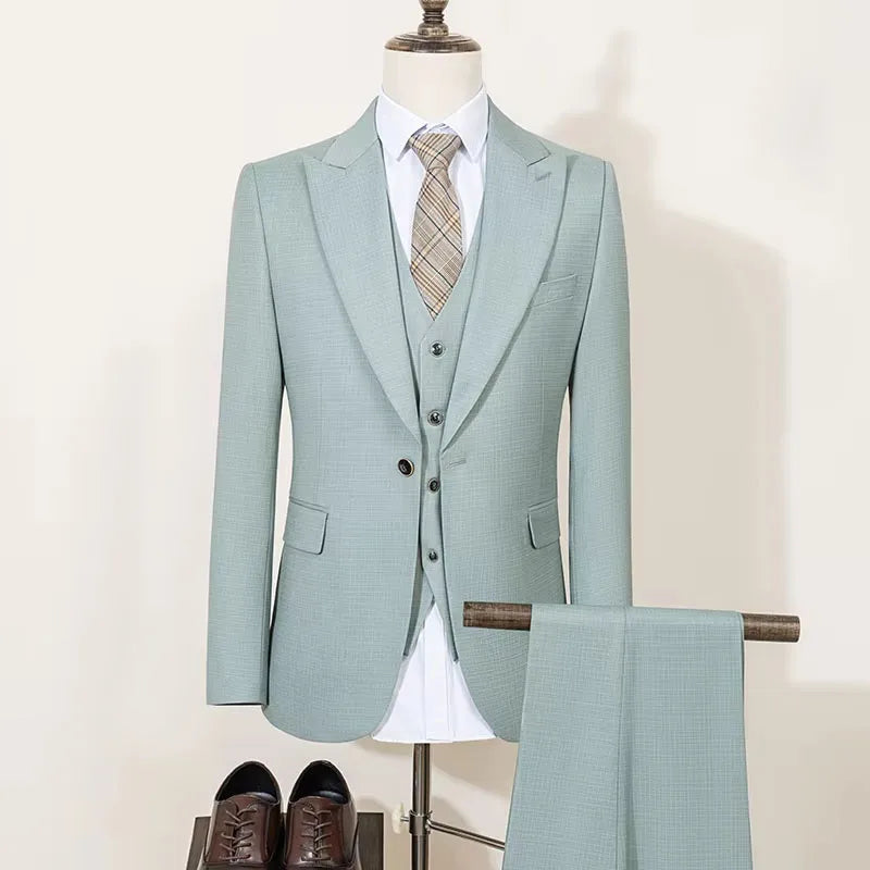 High Quality Men's Suit Spring Autumn Slim Fit Formal Wedding Business Office Men's Blazers（jacket+Vest+Pants）Groom's Tuxedos