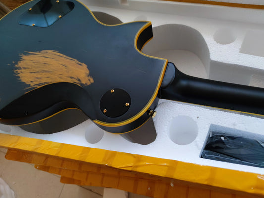 Matte Black Iron Cross Relic  Electric Guitar