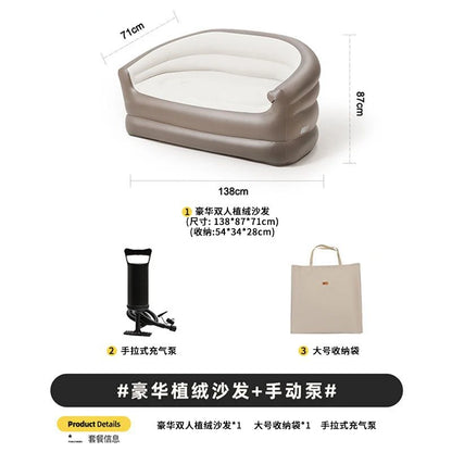 Inflatable Bed Double Person Inflatable Air Lazy Sofa Outdoor Portable Foldable Camping Couple Rear Exhaust Cushion Bed Couch