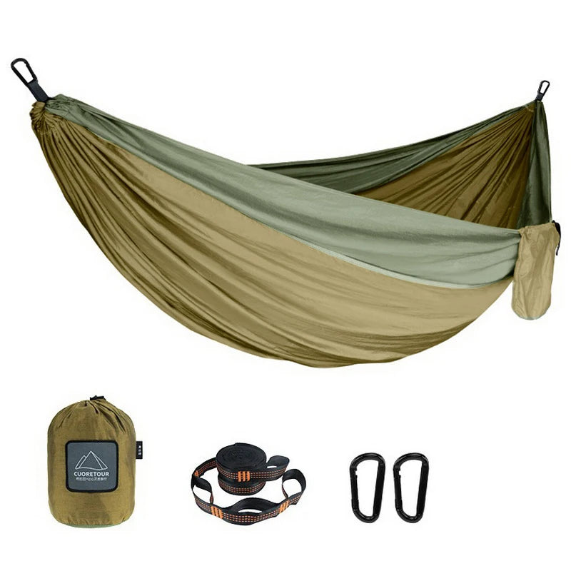 Portable Nylon Parachute Fabric Single and Double Size Outdoor Camping Hiking Garden Hammock