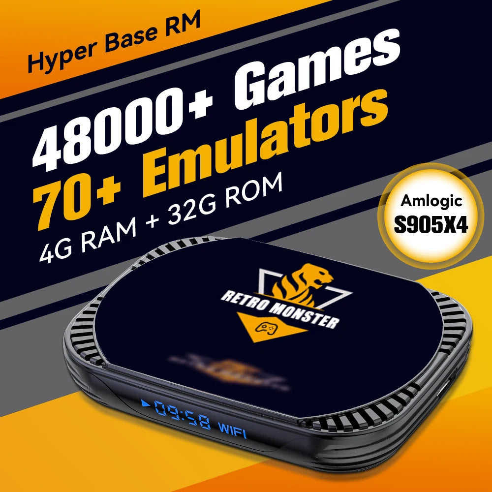 Retro Monster Game Consoles Amlogic S905X4 With 48000+ Games For PS1/PSP/DC/Sega Saturn EmuELEC 4.6 4GB RAM+32GB ROM
