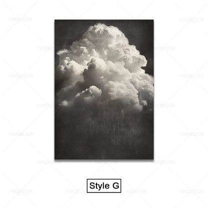Minimalist Night Sky Blue Cloud Canvas Posters Wall Art