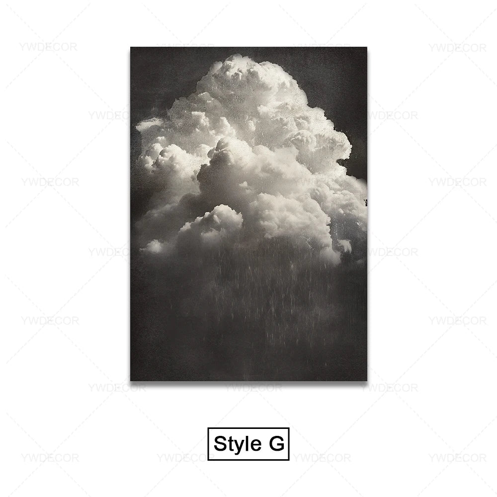 Minimalist Night Sky Blue Cloud Canvas Posters Wall Art