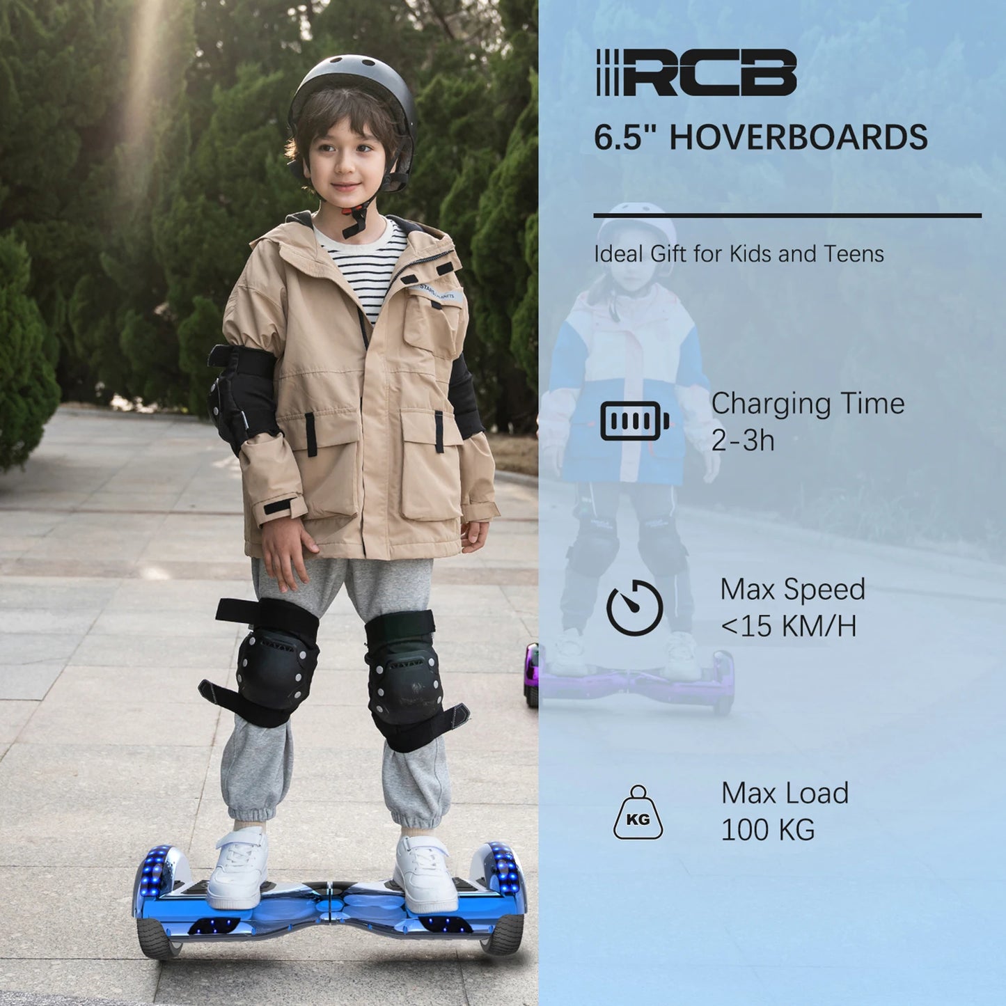 RCB 6.5" Two Wheel Hoverboard with Bluetooth Speaker And LED Light