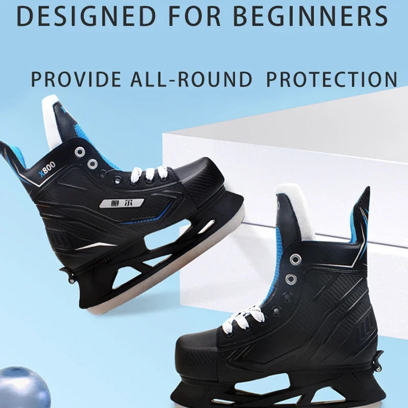 Adjustable Ice Hockey Skates for Adults – Insulated Winter Ice Skates with Stainless Steel Blades for Beginners