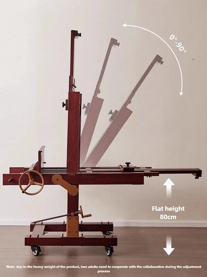 Beech Hand-cranked Jumbo Large Oil Painting Easel Wood Display Easel Canvas Board Adjustable Flat Stand Dual-use