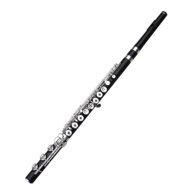 Japanese Muramatsu ebony flute – 17 holes, B-key design, in C major; made of pure silver, specially designed for use in bands.