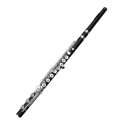 Japanese Muramatsu ebony flute – 17 holes, B-key design, in C major; made of pure silver, specially designed for use in bands.