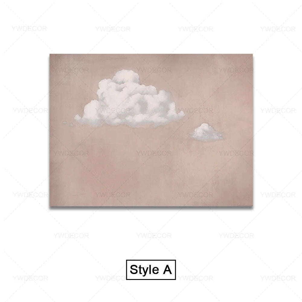 Minimalist Night Sky Blue Cloud Canvas Posters Wall Art