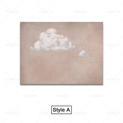 Minimalist Night Sky Blue Cloud Canvas Posters Wall Art