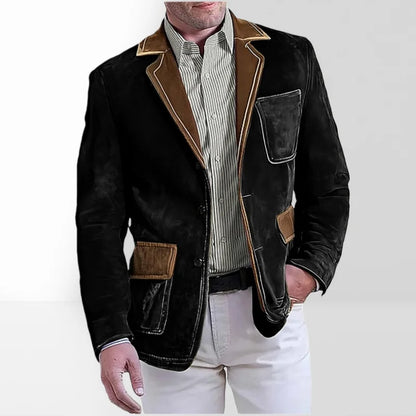Men's Retro Suede Multi-pocket 3D Style Suit Jacket