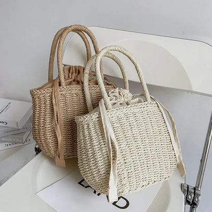 Women's Rattan Basket Beach Bag
